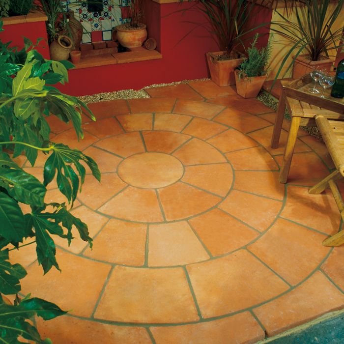 Terracotta Patio Circle, Terracotta Outdoor Floor Tiles Uk