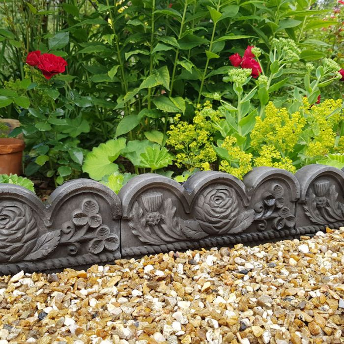 Rose And Thistle Decorative Edging Black, Decorative Garden Edging